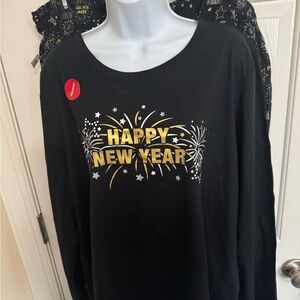 Macy's Family Pajamas Women's Matching Happy New Year Pajama Set  Black 3X NWT